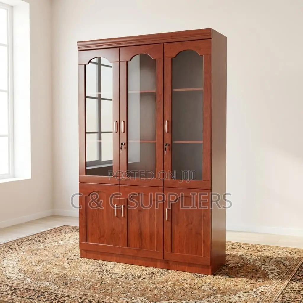 Office Cabinet; Mahogany 3 Door Office Filling Cabinet