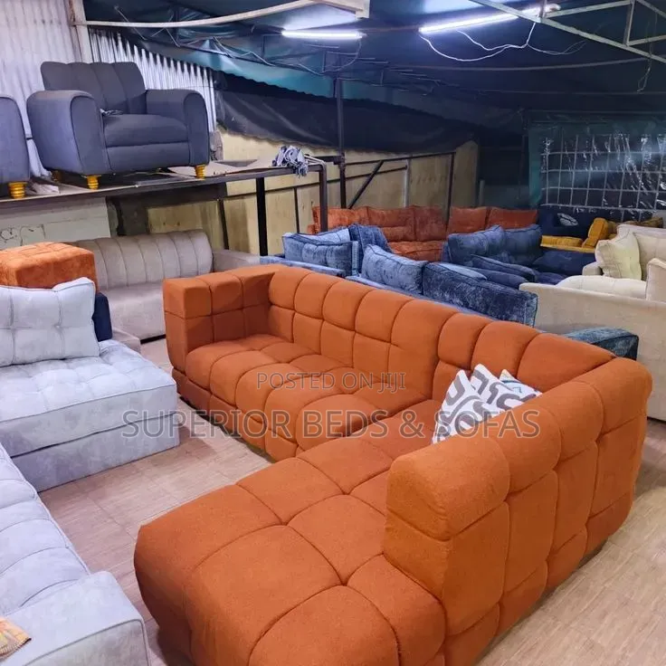 Burnt Orange Bubble L- Shaped Sofa 5-Seater
