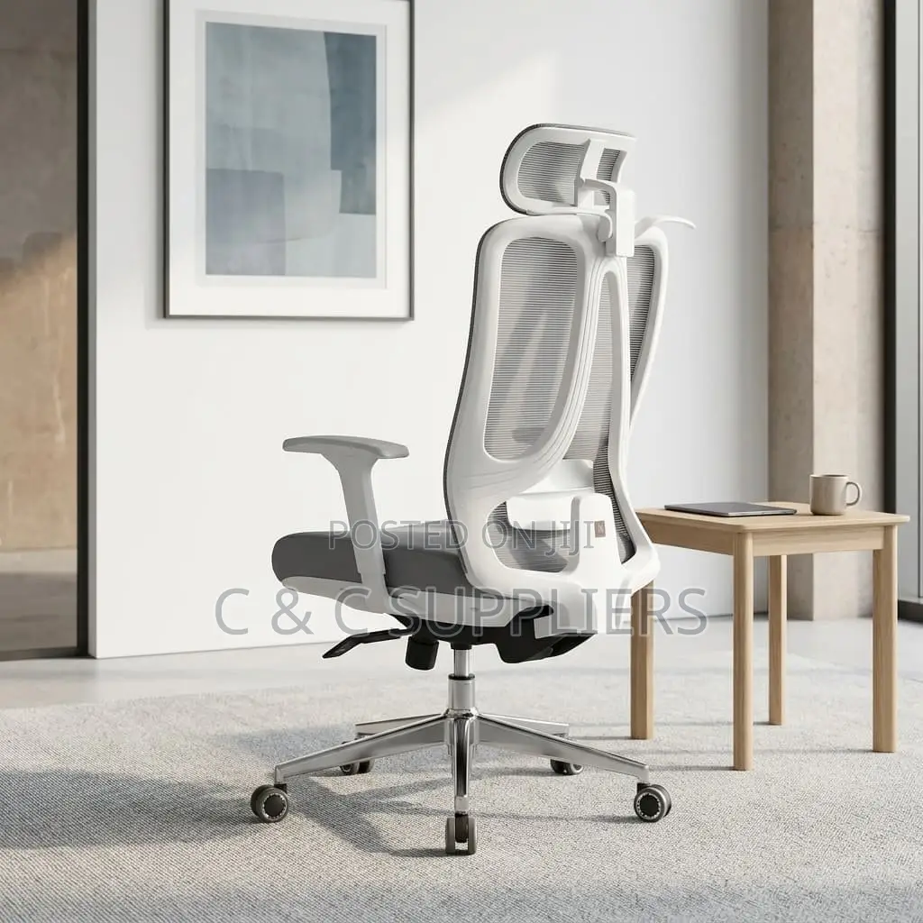 Office Chair; White Executive Orthopedic Office Chair