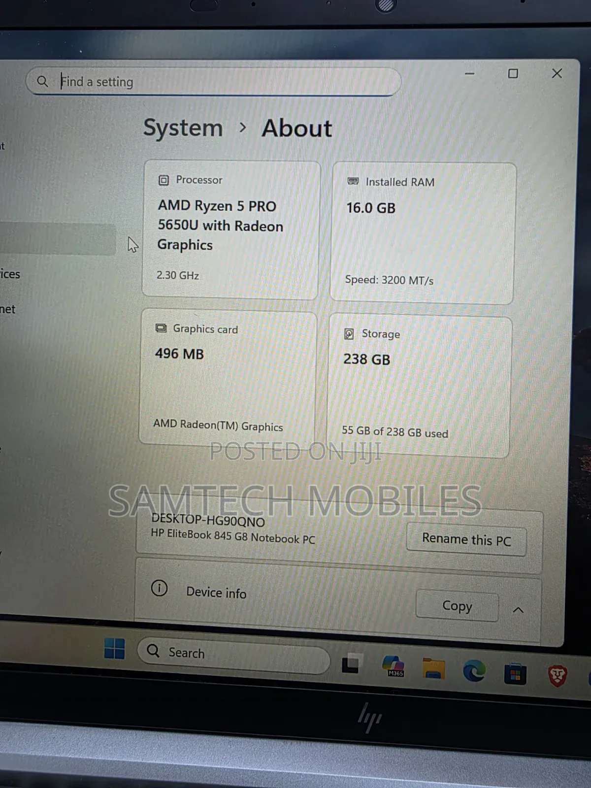 Laptop HP EliteBook 845 G8 16GB AMD Ryzen 5 SSD 256GB