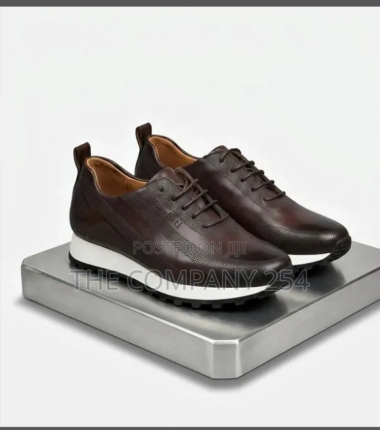 Quality Casual Leather Berluti Leather Laced Rubber Sole Shoes