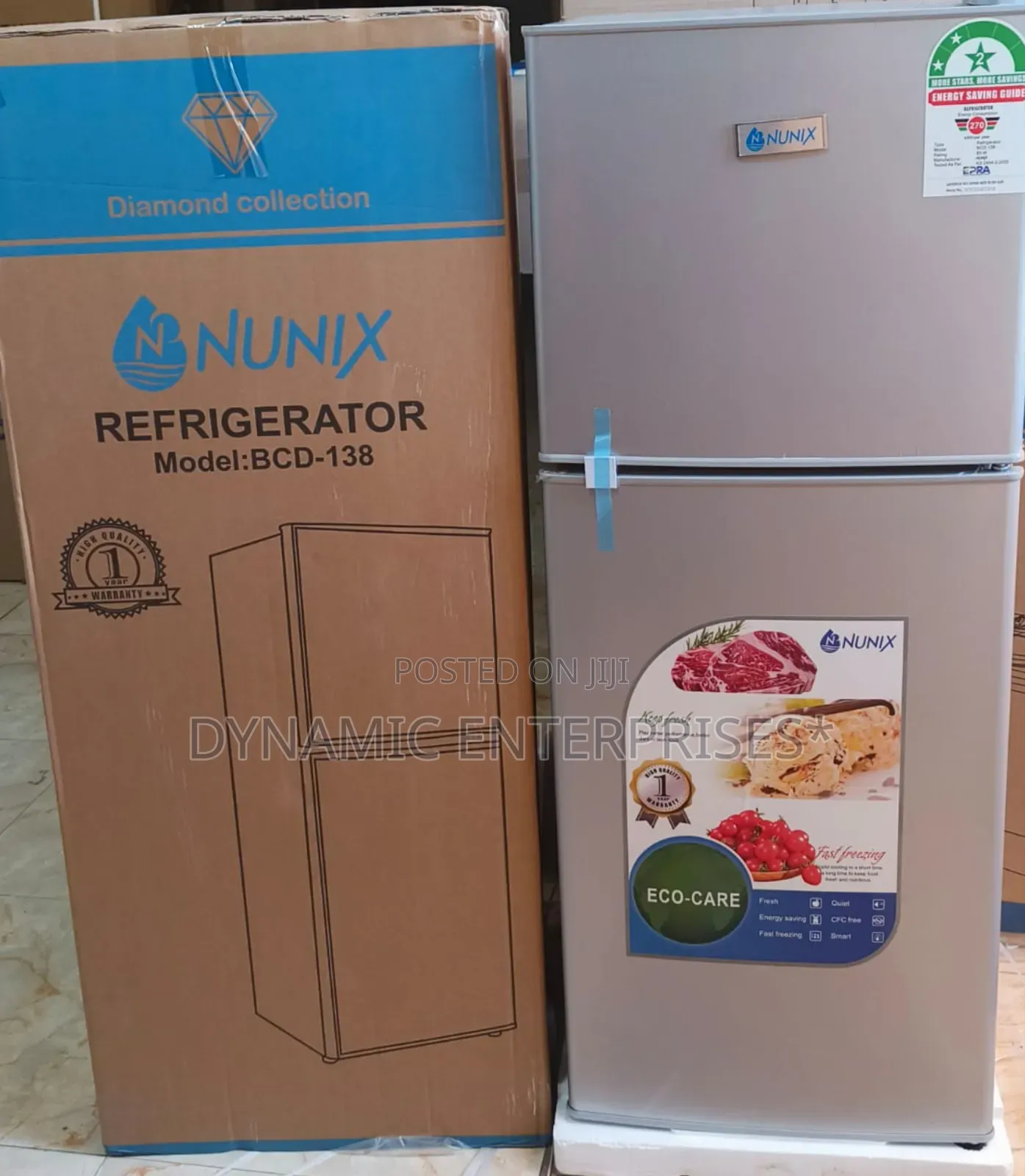 Nunix 138 Litres Large Capacity Double Door Refrigerator Fridge