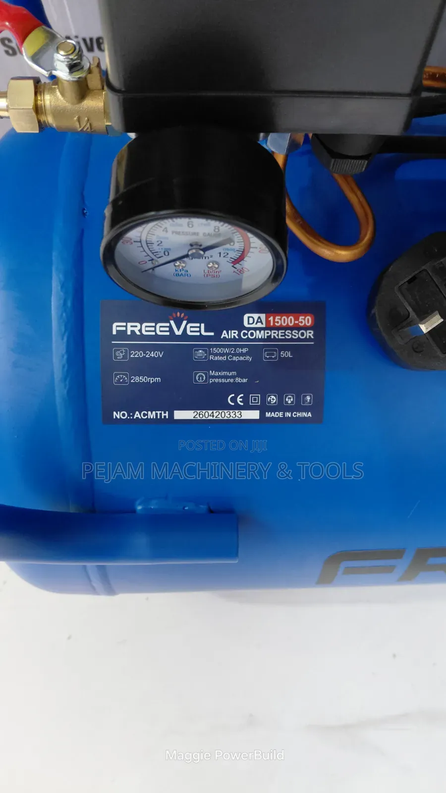 Freevel 50l 1500w/2hp Electric Direct Compressor 8 Bar