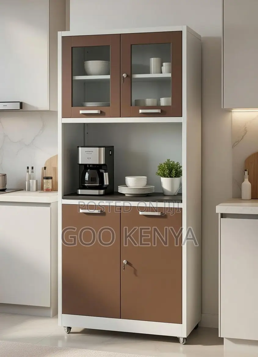 Kitchen Cabinet; Freestanding Kitchen Cabinet With 3 Drawers and Locks