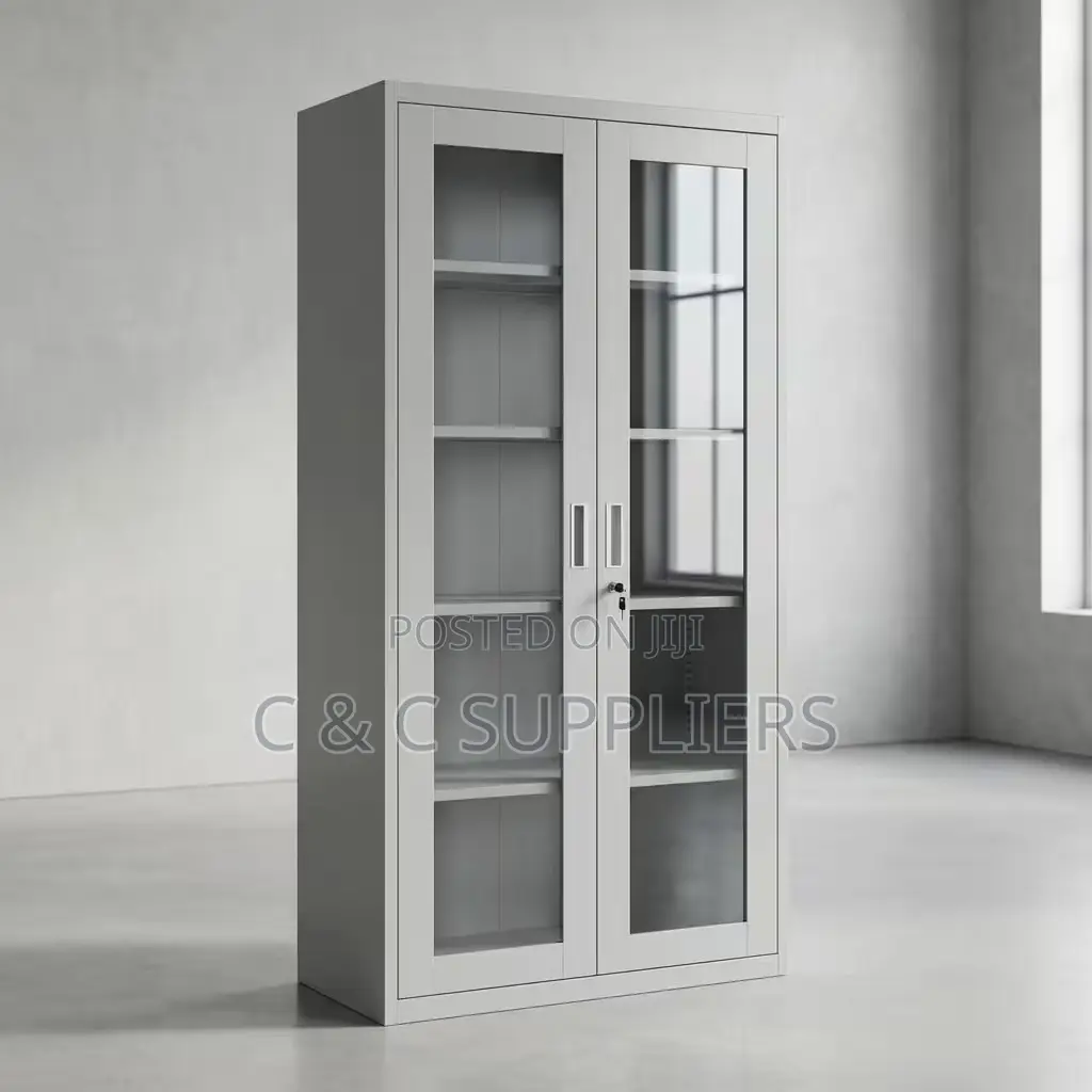 2-Door Glass Front Steel Cabinet