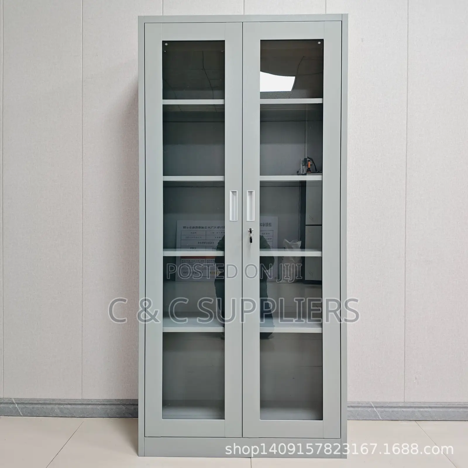 2-Door Glass Front Steel Cabinet