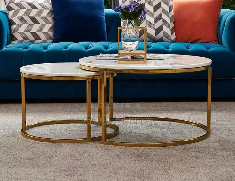 Coffee Table; Premium Modern Living Room Coffee Table With Marble Top