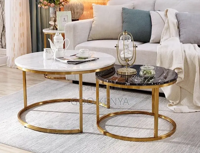 Coffee Table; Premium Modern Living Room Coffee Table With Marble Top