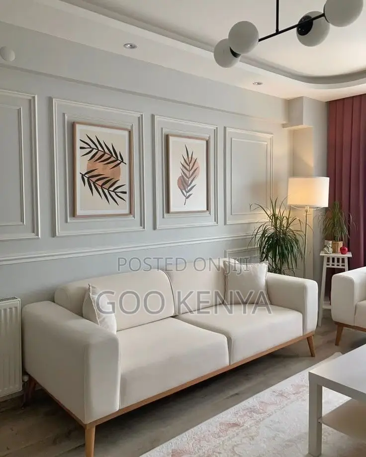 Home Sofa; Modern Living Area Sofa Set 3 Seater Wooden Structure