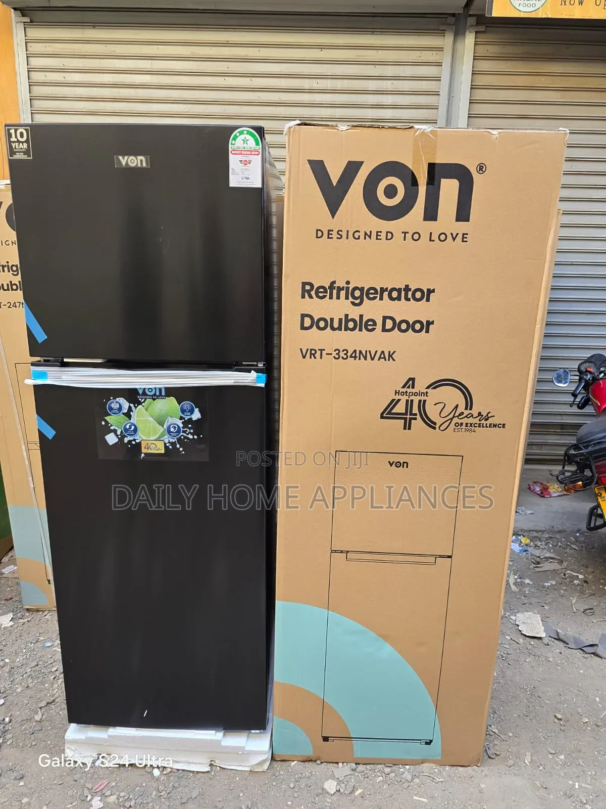 Von 334l No Frost Double Door Top Mount Freezer Refrigerator
