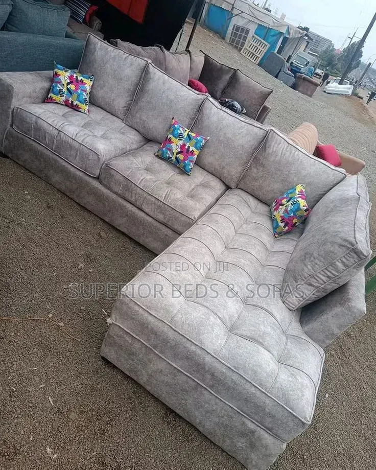 Silver Grey Corner Sofa: 5 Seater
