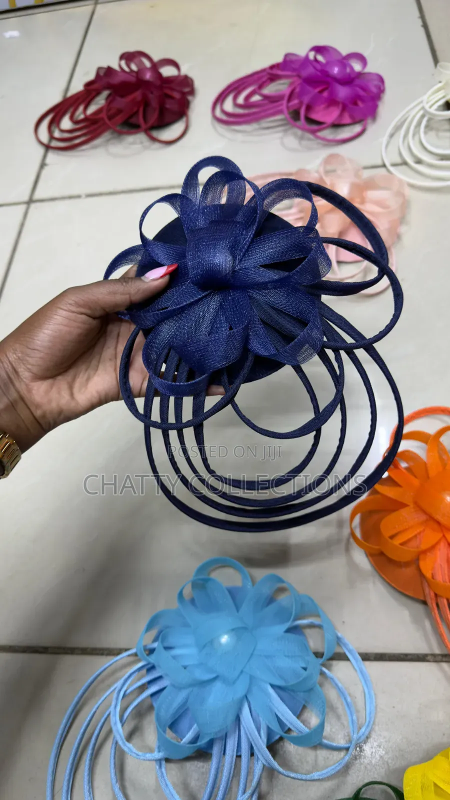 Navy Blue Big Elegant Ladies Fascinators / Headpiece