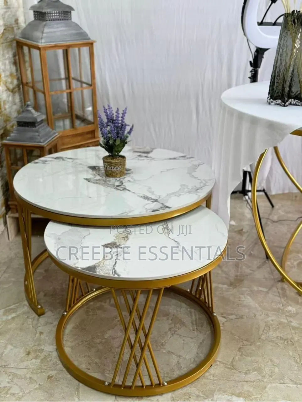2 in 1 Pure Marble Nesting Table