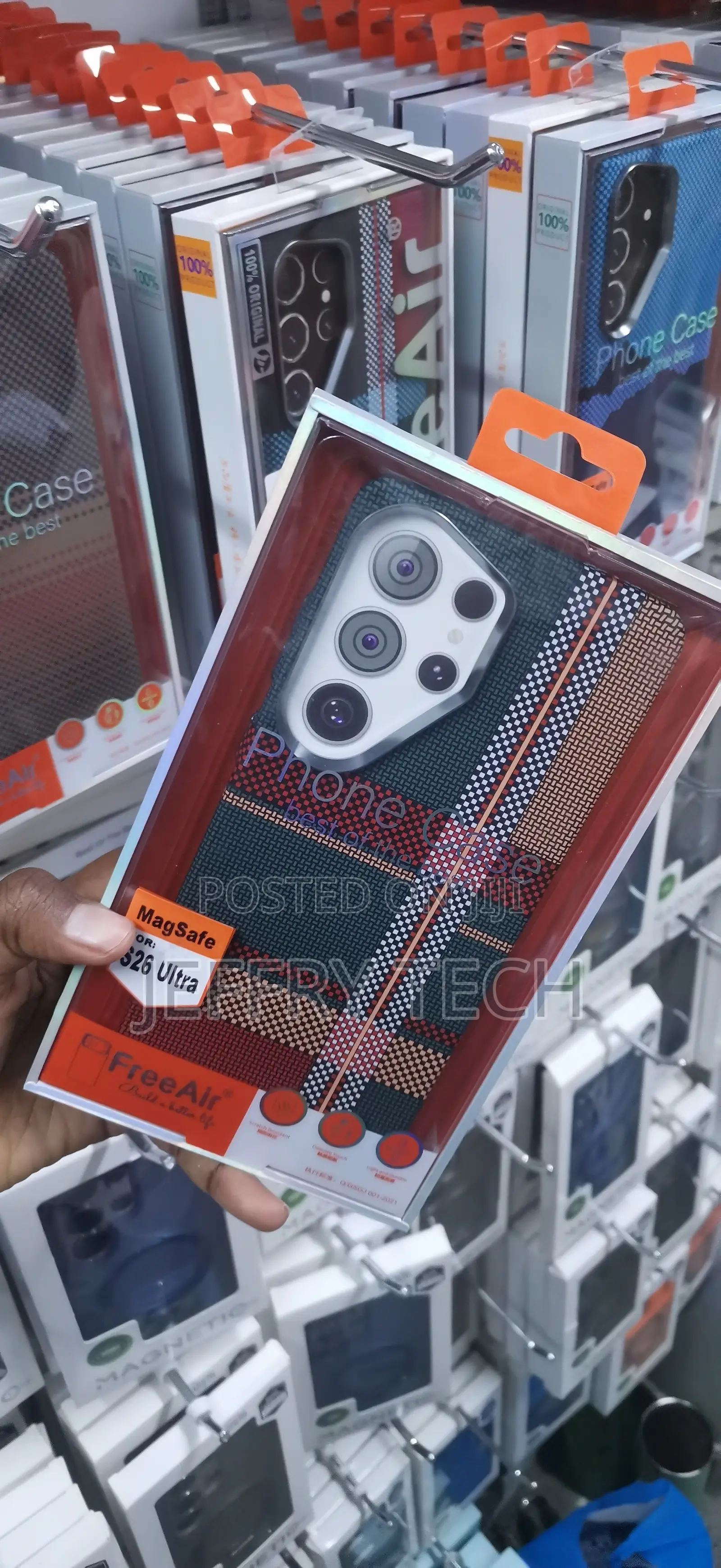 Freeair Carbon Fiber and Tribal Plaid Magnetic Phone
