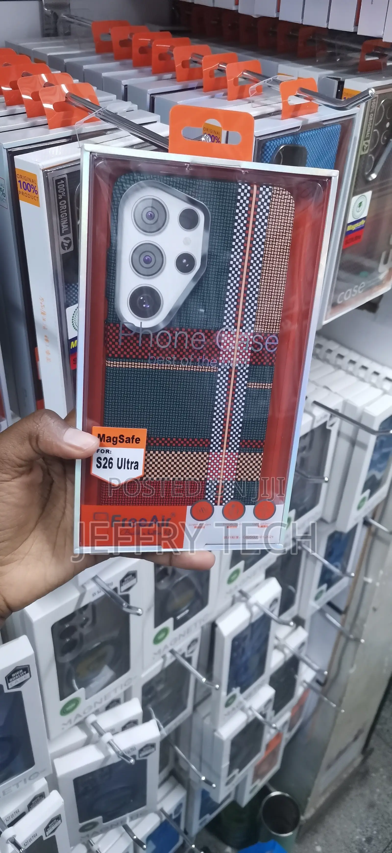 Freeair Carbon Fiber and Tribal Plaid Magnetic Phone
