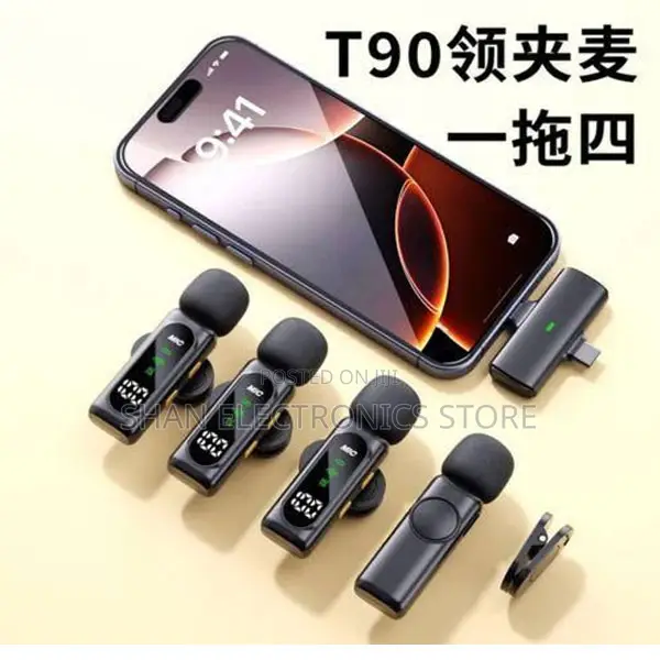 4 in 1 Wireless Microphone, Noise Reduction Collar Mic + Charging Case
