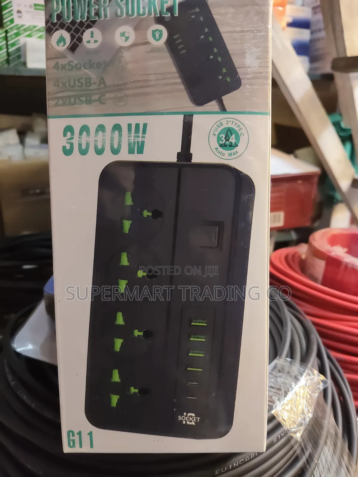 Power Socket 3000wts 4way, Usb ,Type C