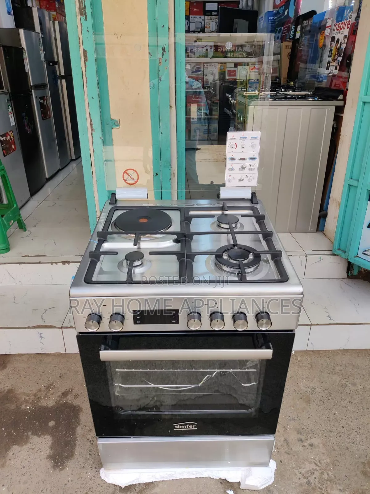 Simfer Cooker 60x60cm 3gas + 1 Electric. Inox Grey.