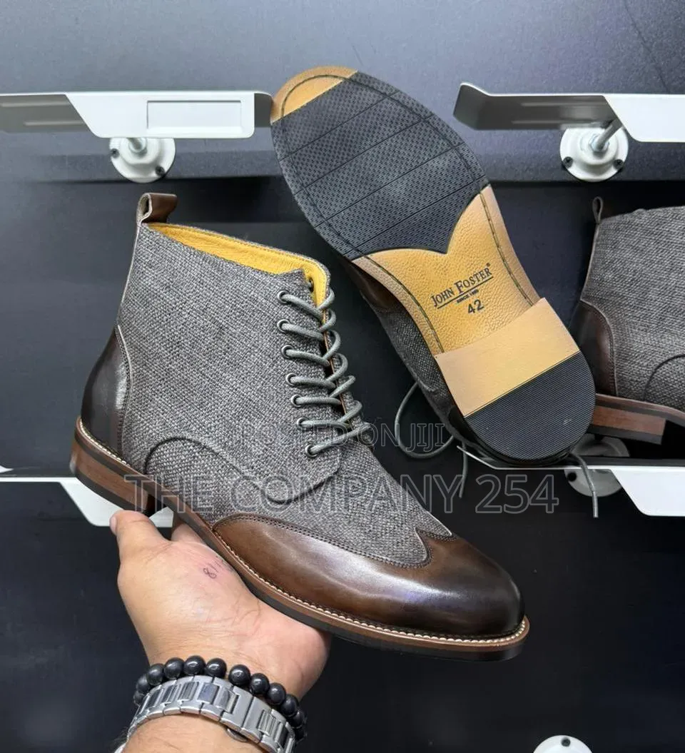 Quality Casual Leather John Foster Designer Low Rubber Sole Boots Shoe