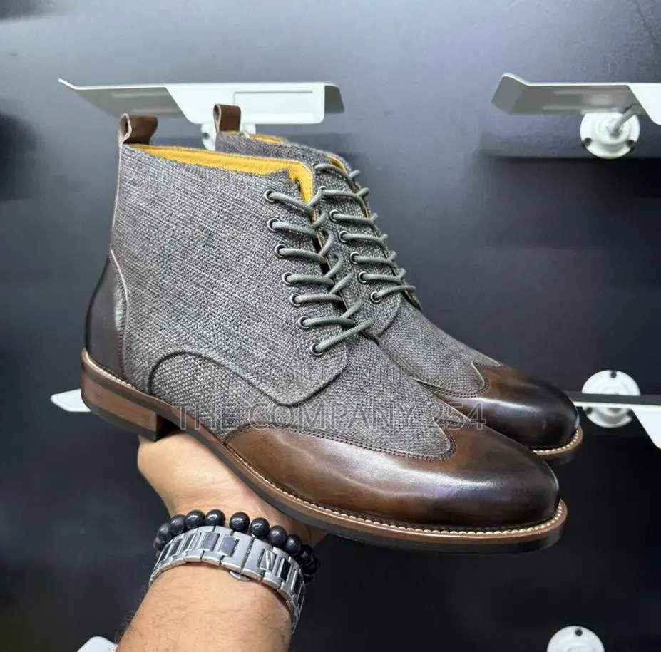 Quality Casual Leather John Foster Designer Low Rubber Sole Boots Shoe