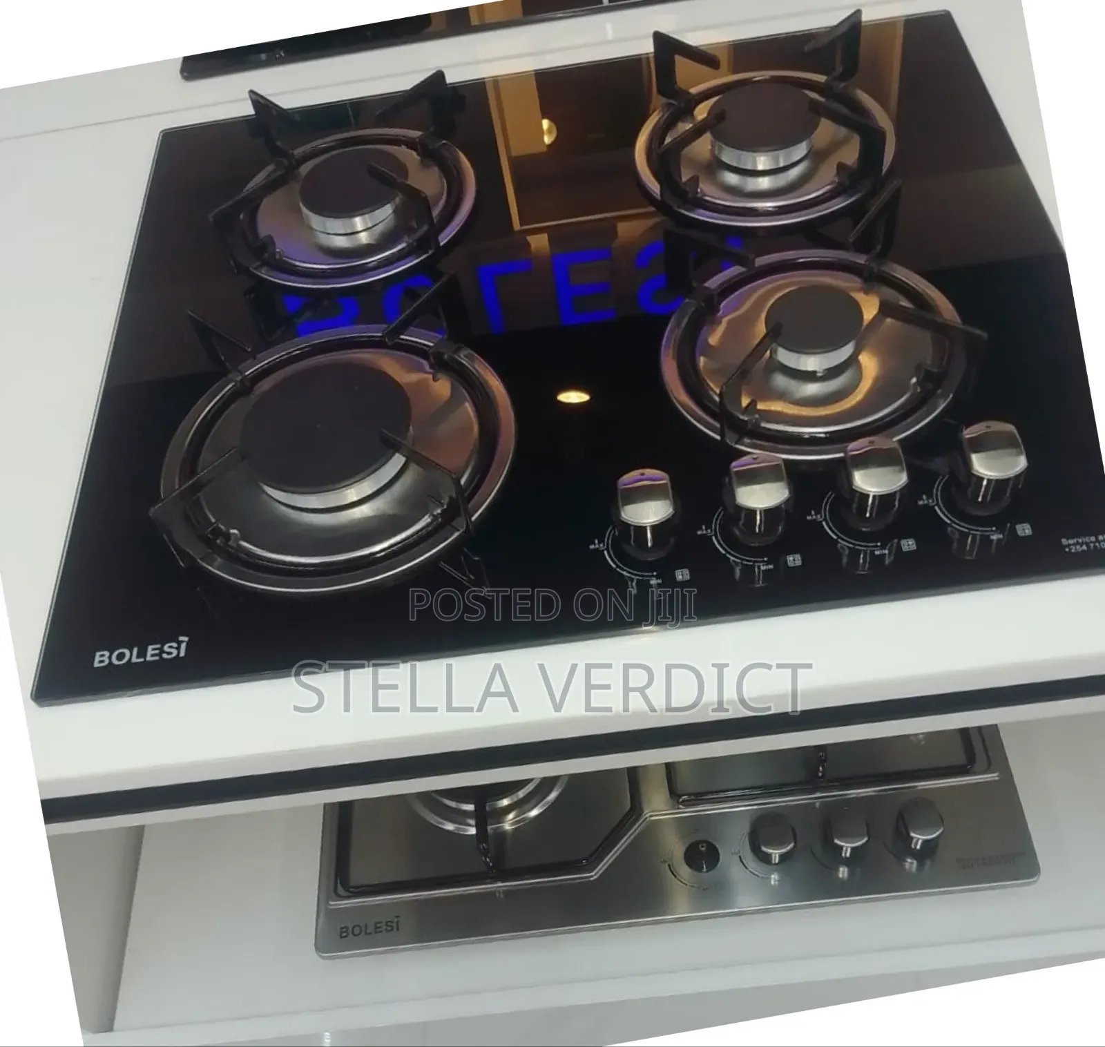 Bolesi Hob 4 Gas Burners Inbuilt Glass Tampared Gas Hod