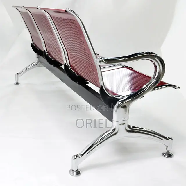 Office Bench : Red Steel Office Waiting Bench