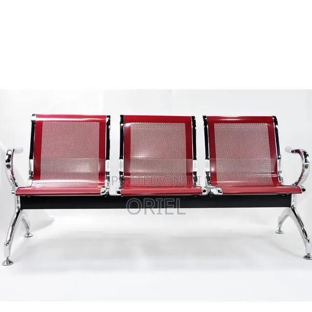 Office Bench : Red Steel Office Waiting Bench