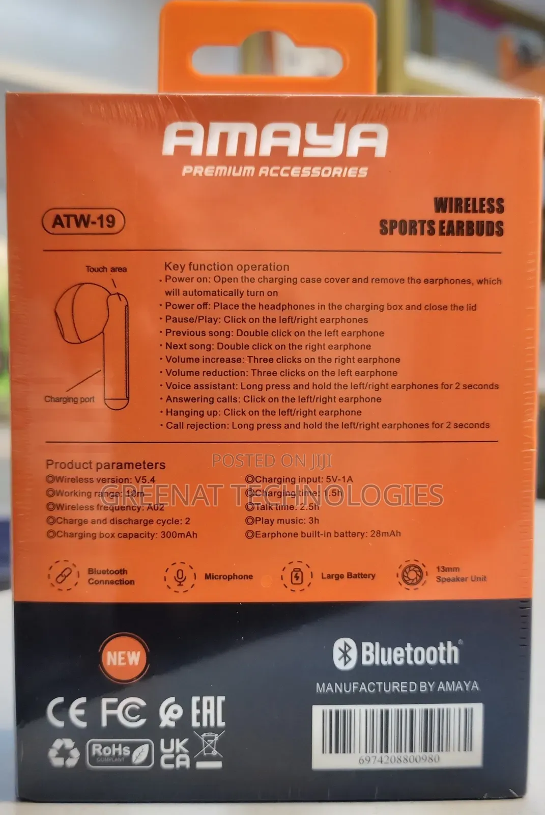 Amaya Atw-19 Wireless Earbuds – Bluetooth 5.3, Deep Bass