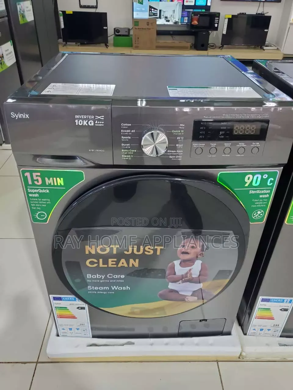 Syinix Washing Machine Front Load 10kg Wash and Spin