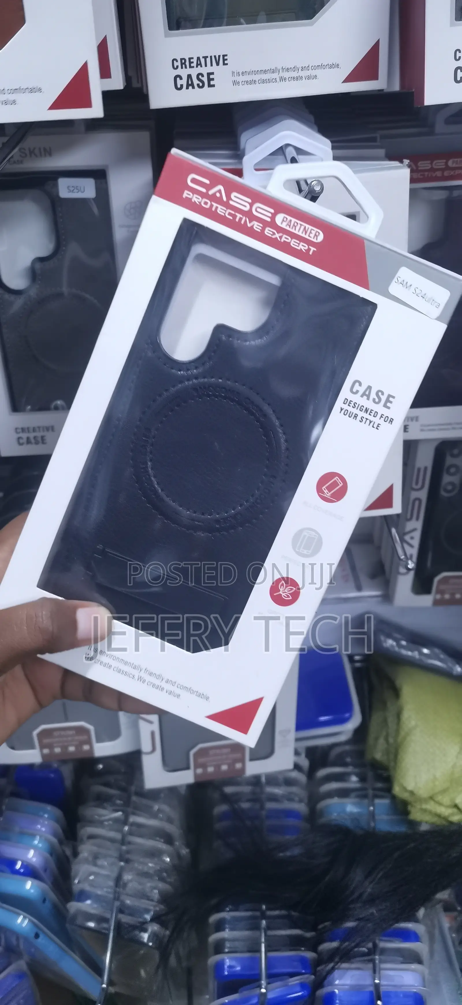Samsung Galaxy S24 Ultra Leather Case With a 360° Rotating Ring