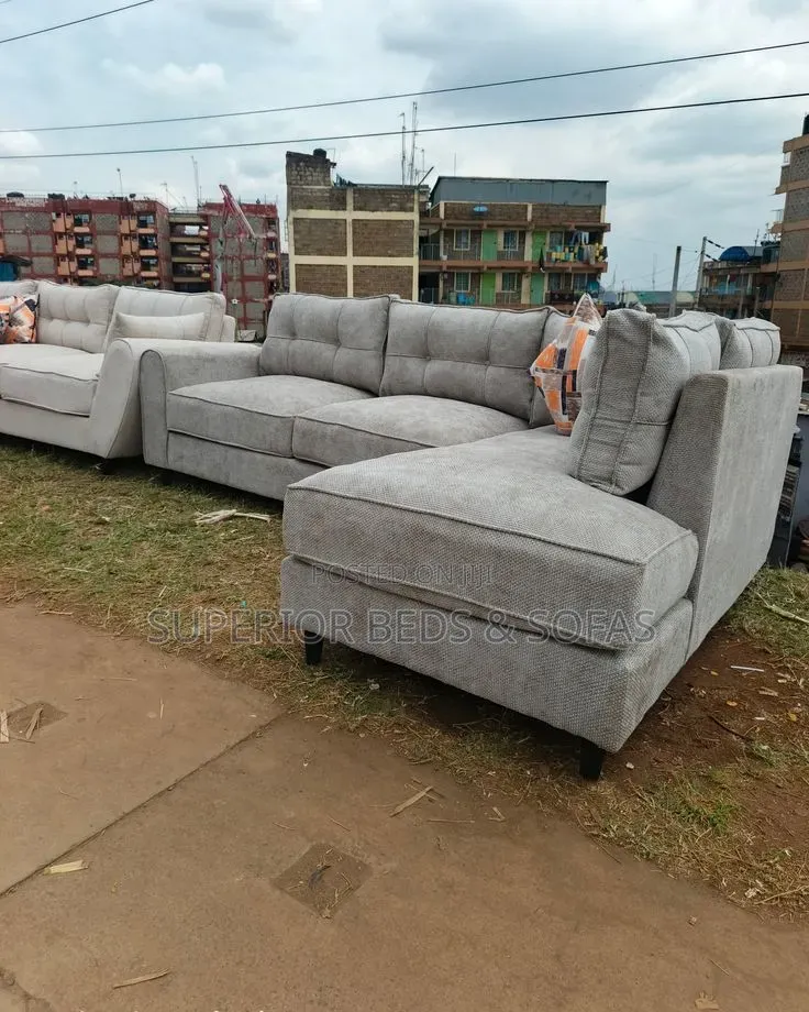 Offer! Offer! Tufted Corner Sofa 5-Seater With Small Pillows
