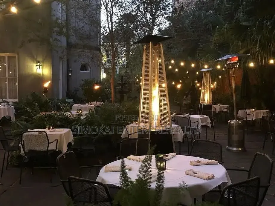 Patio Gas Heater – Black Stainless Steel Pyramid Glass Tube 2.2m Long
