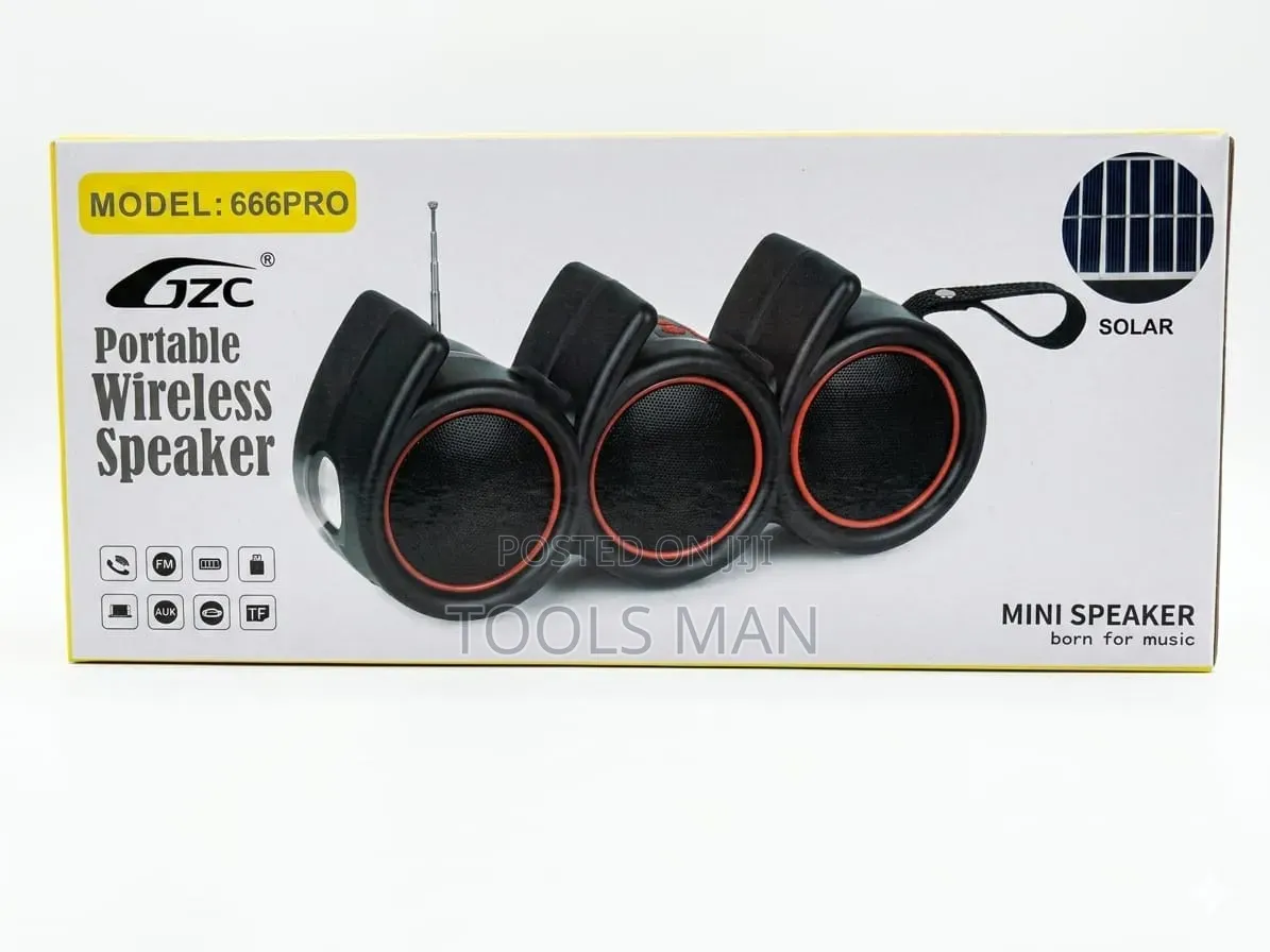 GZC 666pro Solar Portable Wireless Bluetooth Speaker With Flashlight.