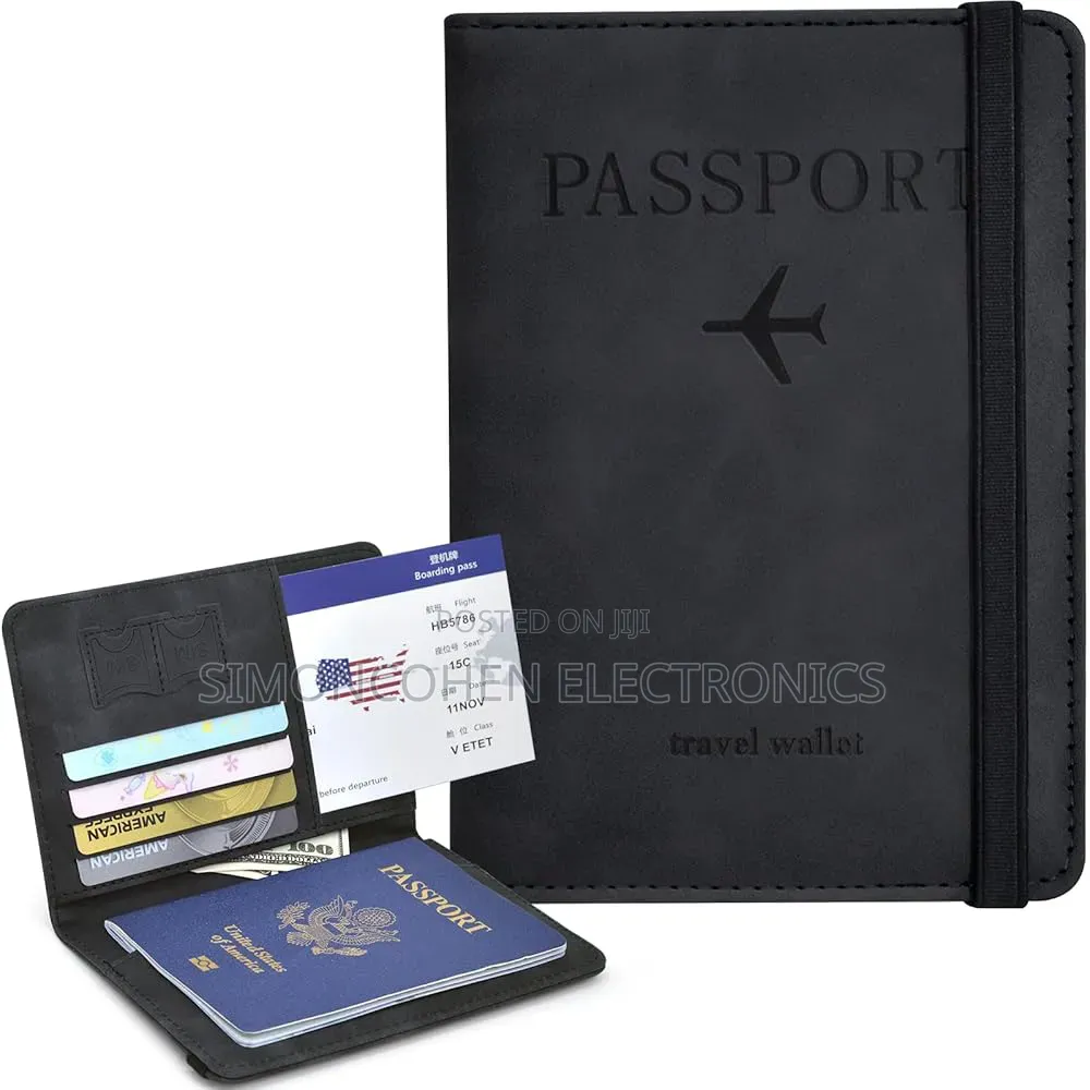 Leather Passport Holder Travel Wallet With Simcard Slots