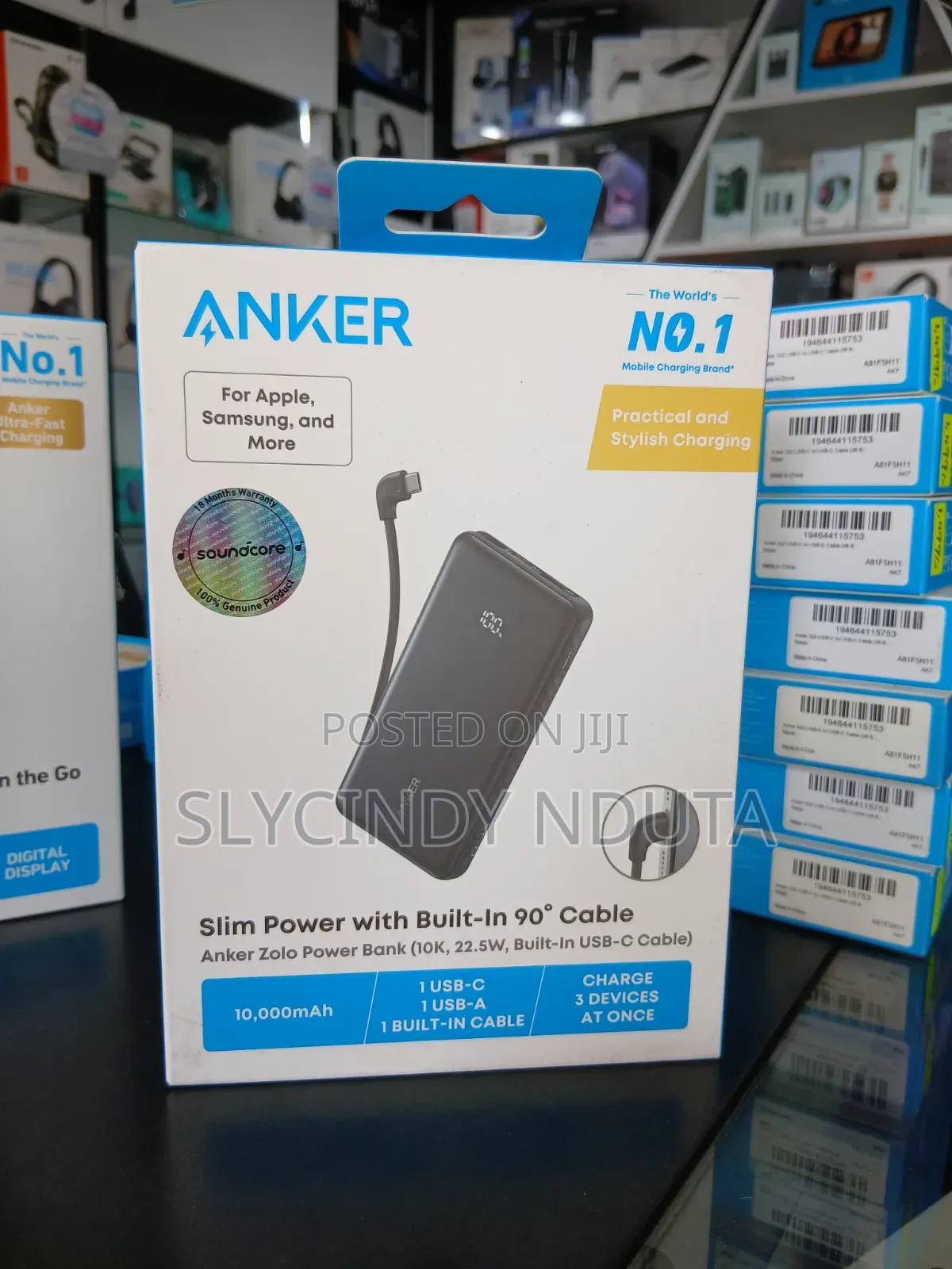 Anker Zolo Power Bank(, 22.5w, Built-in Usb-C Cable