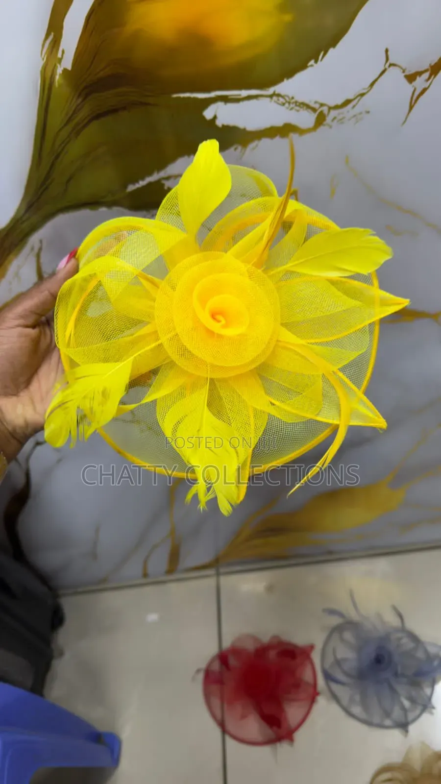 Yellow  Big Elegant Ladies Fascinators /Head Piece