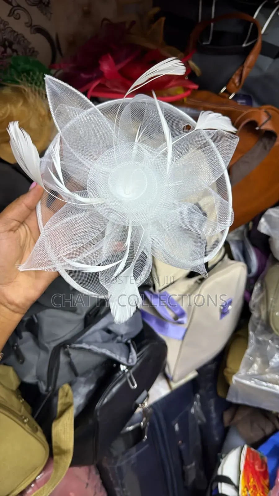 White  Big Elegant Ladies Fascinators /Head Piece