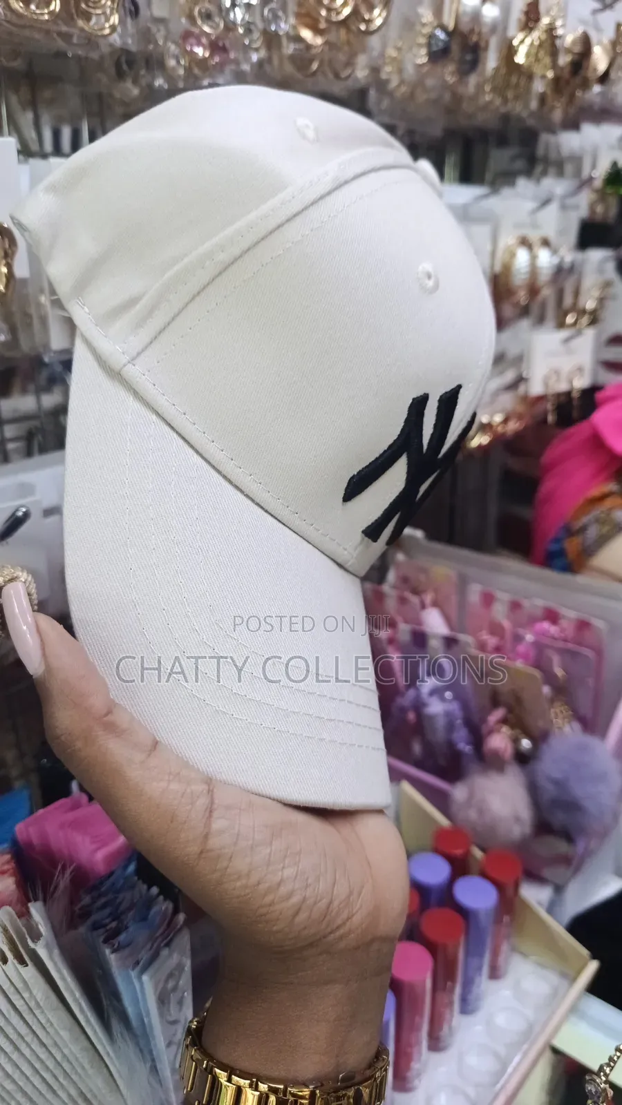 Beige and Black Unisex Ny Quality Baseball Hats