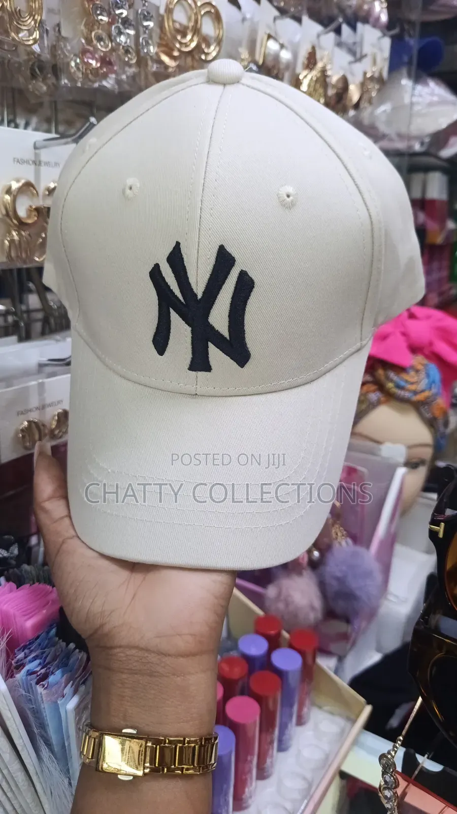 Beige and Black Unisex Ny Quality Baseball Hats
