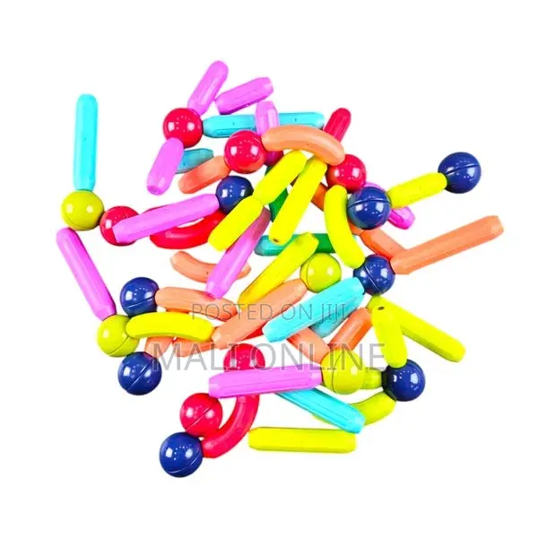 Magnetic Building Sticks and Balls Set 64 PCS Colorful Stem Bar Blocks