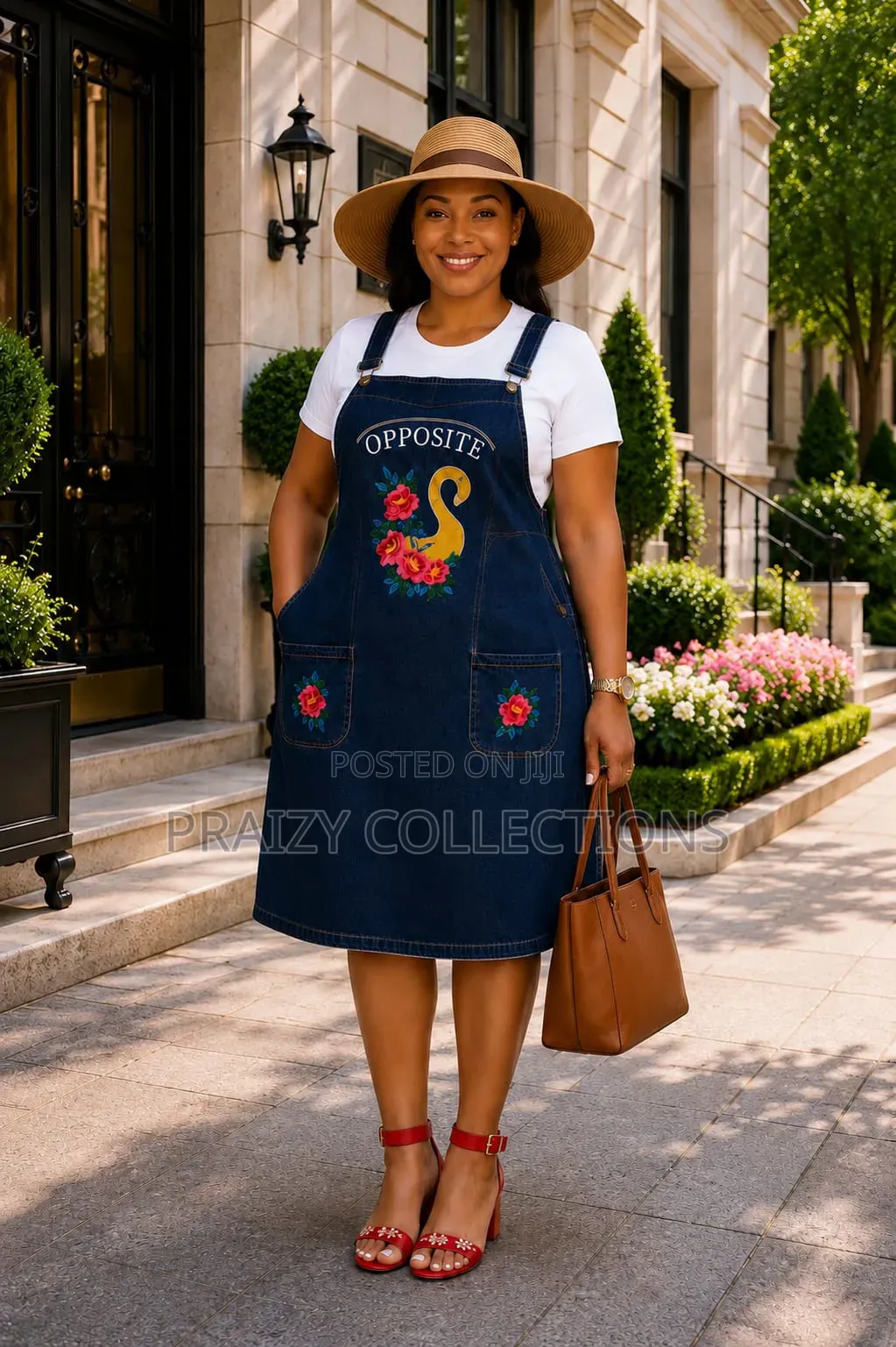 Premium Denim 2 Pc Set(Dress+Top) Beautiful Floral Embroidery Detail