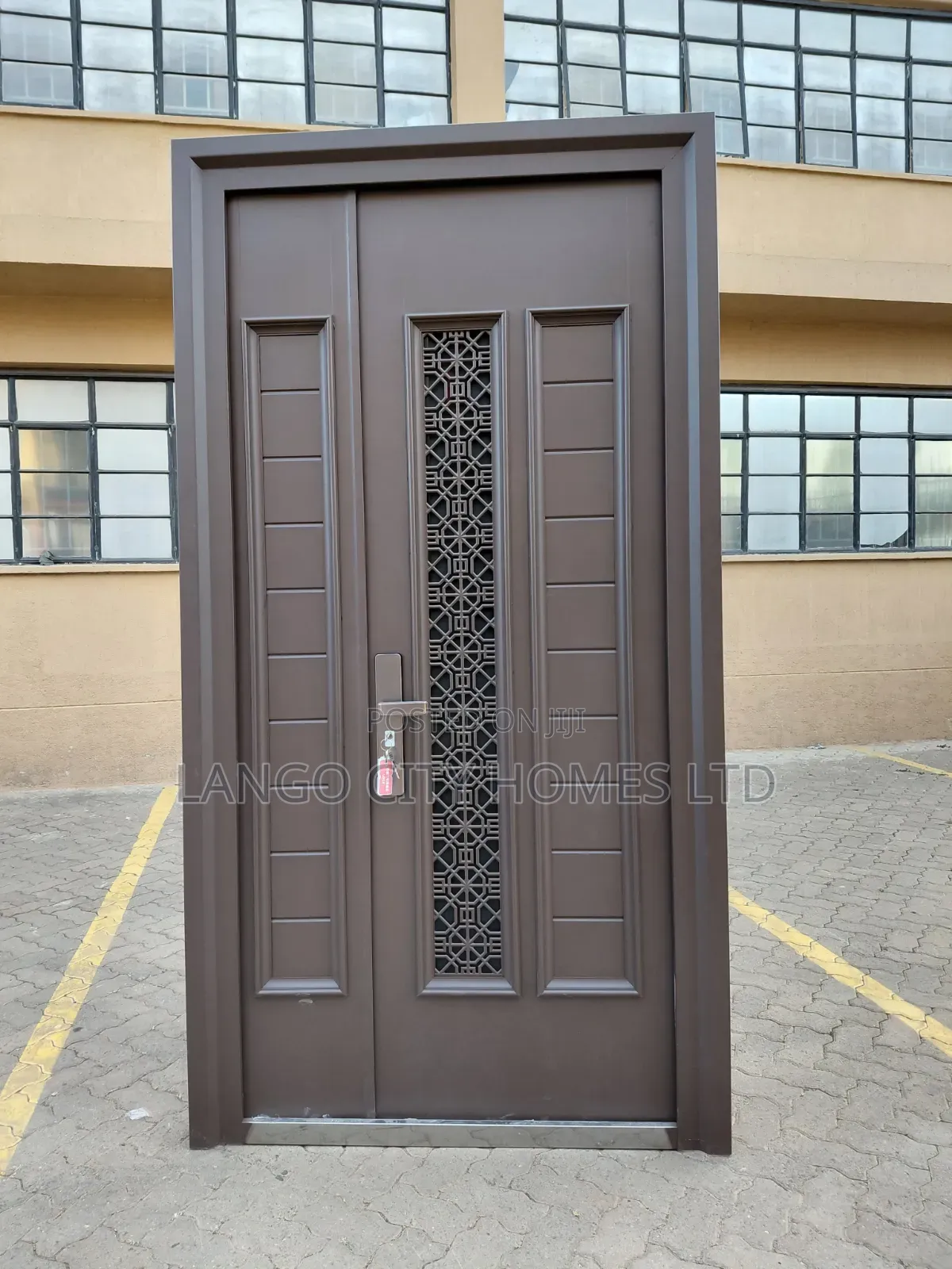 Premium Steel Security Door - Coffee Brown