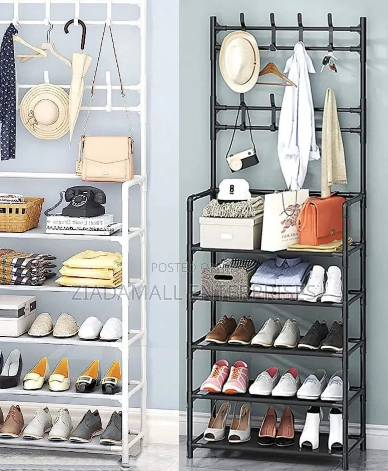 Shoe Rack With Hanger Heavy-duty Hall Tree Shoe Rack With Clothes Hang
