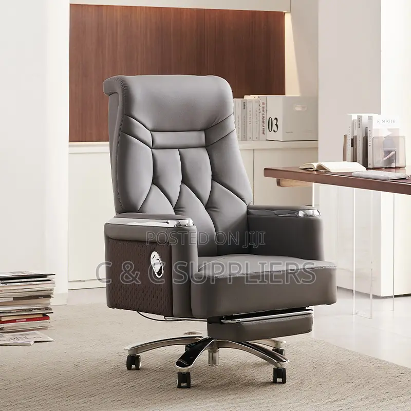 Gray Director's Leather Executive Seat.