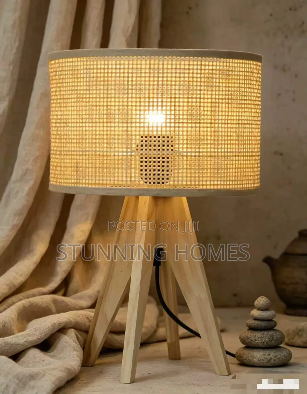Wooden Rattan Table Lamp