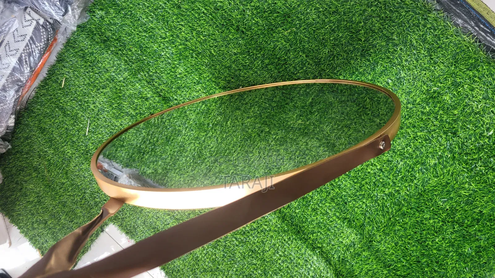 Luxury Round Gold Wall Mirror With Premium Leather Hanging Strap
