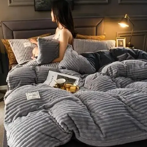 Silver Grey High Quality Velvet Duvet With Fleece Bedding
