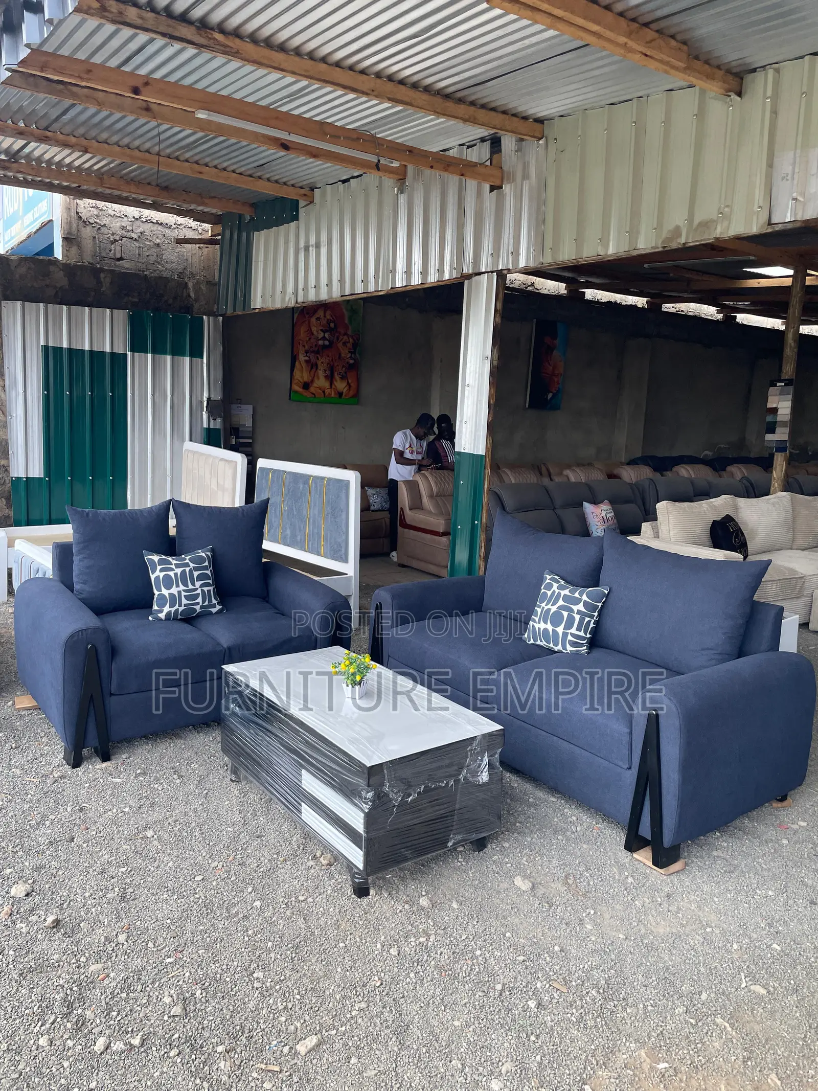 3-2 Seater Dark Blue Sofa Set