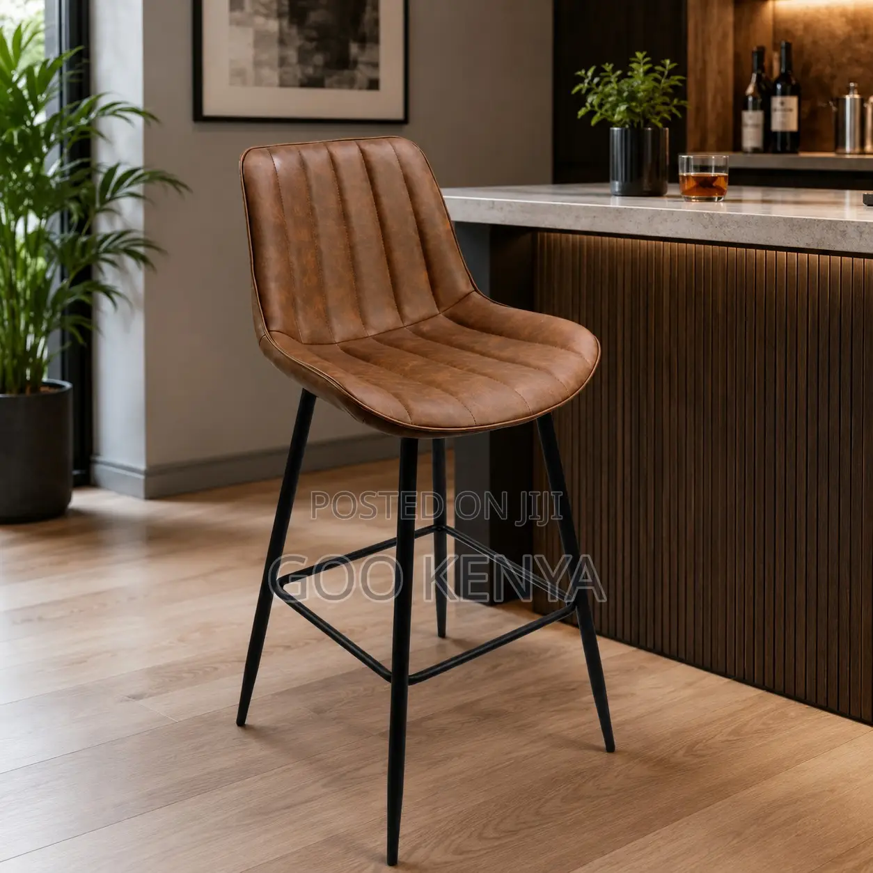 Bar Stool; Industrial Style Bar Stool With Durable Metal Legs