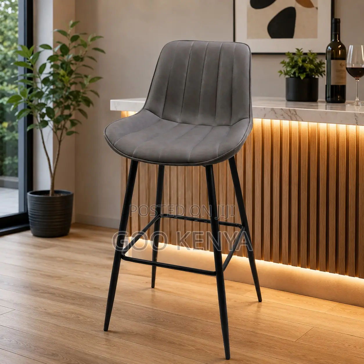Bar Stool; Industrial Style Bar Stool With Durable Metal Legs